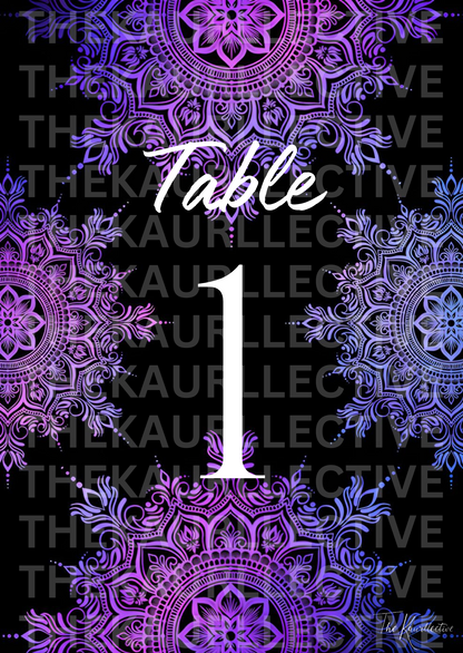 Galaxy Mandala Table Numbers (Printable)